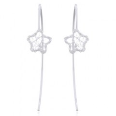 925 Silver Wire Closed Up Star Drop Earrings