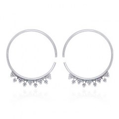 Floral Beads In Silver Round Drop Earrings by BeYindi