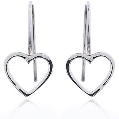 925 Silver Open Heart Drop Earrings