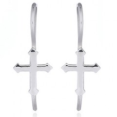 Stamped Sterling Silver Passion Cross Drop Earrings by BeYindi