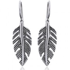 Angular 925 Silver Feather Drop Earrings by BeYindi