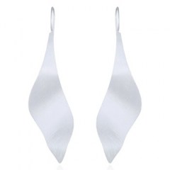 925 Silver Free Form Earrings Brushed Finish Silver Plated