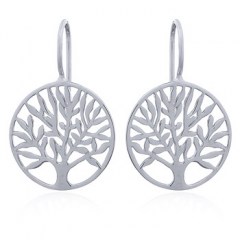 Casted Openwork Sterling Silver Tree of Life Drop Earrings by BeYindi