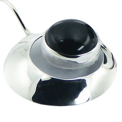 Convexed 925 Silver Hoop Drop Earrings Round Black Agate Gem by BeYindi 2