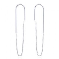 U Shaped Wire Threaded Box Chains Silver 925 Stud Earrings by BeYindi 