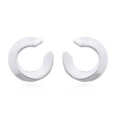 Semi Donut Silver Plated Stud Sphere Closure Earrings by BeYindi 