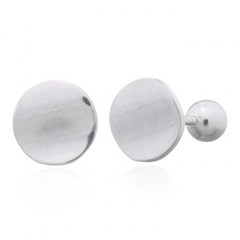 Silver Plated Wavy Disc 925 Stud Sphere Closure Earrings
