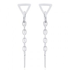 Triangle Threading Chain 925 Silver Stud Earrings by BeYindi