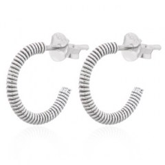 Wire Spring In Round Hook Silver Stud Earrings by BeYindi