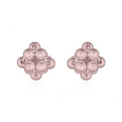 Spheres Linked Flower Silver Stud Rose Gold Plated Earrings by BeYindi