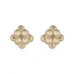 Spheres Linked Flower Silver Stud Yellow Gold Plated Earrings by BeYindi