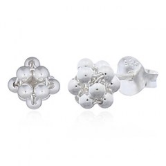 Spheres Linked Flower 925 Silver Stud Earrings by BeYindi 