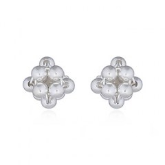 Spheres Linked Flower 925 Silver Stud Earrings