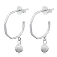 Dangling Sphere In Faceted Curve Silver Stud Earrings by BeYindi