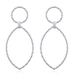 Twisted Wire Marquise Hanging Silver Stud Earrings by BeYindi 