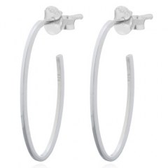 925 Plain Silver Wire In Oval Shaped Stud Earrings by BeYindi