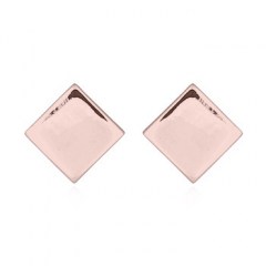 "6 x 6 m" Plain Square Silver Stud Earrings Rose Gold Plated by BeYindi