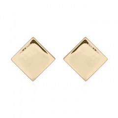 "6 x 6 m" Plain Square Silver Stud Earrings Yellow Gold Plated