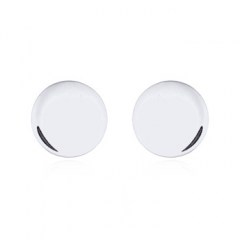 Rhodium Little Plain Round Disc Silver Stud Earrings