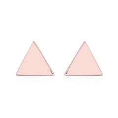 Little Plain Triangle Silver Stud Rose Gold Earrings