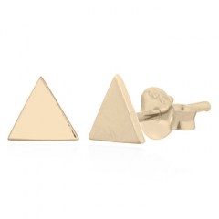 Little Plain Triangle Silver Stud Yellow Gold Earrings by BeYindi 