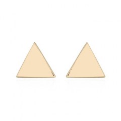 Little Plain Triangle Silver Stud Yellow Gold Earrings by BeYindi