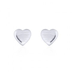 Rhodium Plated Tiny Plain Heart Silver Stud Earrings by BeYindi