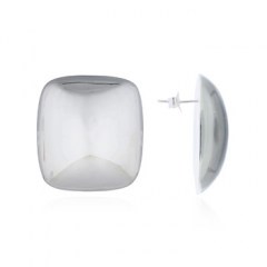 925 Sterling Plain Silver Square Dome Stud Earrings
