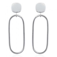 Sterling Silver Square Stud Drop Oval Link Earrings by BeYindi 