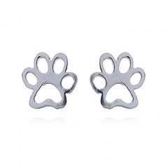 Puppy Dog Paw Print Silver Stud Earrings by BeYindi