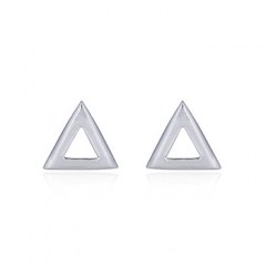 Triangle Outline Silver Stud Earrings by BeYindi