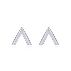 Open Triangle Silver Stud Earrings
