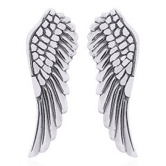 Graceful Angel Wing Silver Stud Earrings by BeYindi
