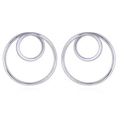 Double Open Circle Silver Stud Earrings by BeYindi 