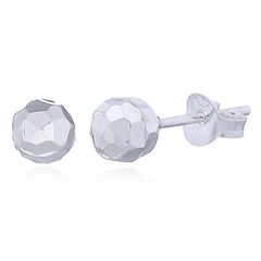 925 Silver Faceted Ball Stud Earrings by BeYindi