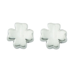Lucky Brushed Sterling Silver Clover Stud Earrings by BeYindi