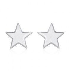 Dainty Brushed Finish Plain 925 Sterling Silver Star Stud Earrings by BeYindi