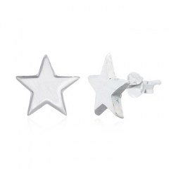 Dainty Brushed Finish Plain 925 Sterling Silver Star Stud Earrings by BeYindi 