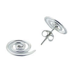 Gorgeous Sterling Silver Ear Studs Wirework Spiral Earrings 