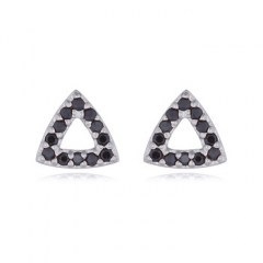 Cubic Black Zirconia Triangle Sterling Silver Stud Earrings by BeYindi