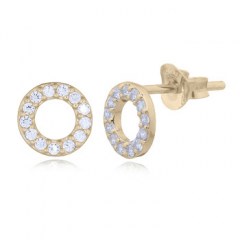 CZ Donut Ring In Yellow Gold Stud Silver Earrings by BeYindi 
