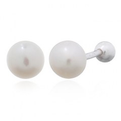 Freshwater Pearl 925 Silver Stud In Sphere Closure Earrings