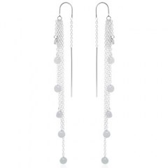 Sparking Discs On Layered Chains Silver Threader Earrings by BeYindi