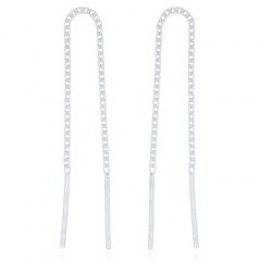 Silver Threader Earrings Wire On Short Spiga Chains by BeYindi