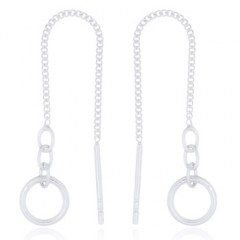 Ring Threaded On Chain 925 Sterling Silver Earrings by BeYindi