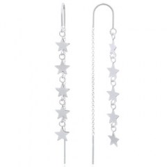 Twinkle Stars Threaded 925 Sterling Silver Earrings by BeYindi 