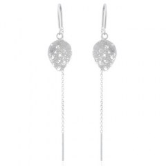 Stamped Wire Tear Drop Silver 925 Threader Earrings