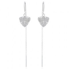 Stamped Wire Triangle Silver 925 Threader Earrings