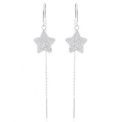 Stamped Wire Star Silver 925 Threader Earrings
