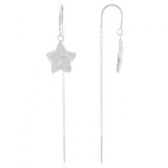 Stamped Wire Star Silver 925 Threader Earrings by BeYindi 